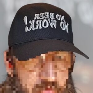 VTG‎ No Beer No Work Trucker Hat Corona Black & White Strapback Humor Funny Art